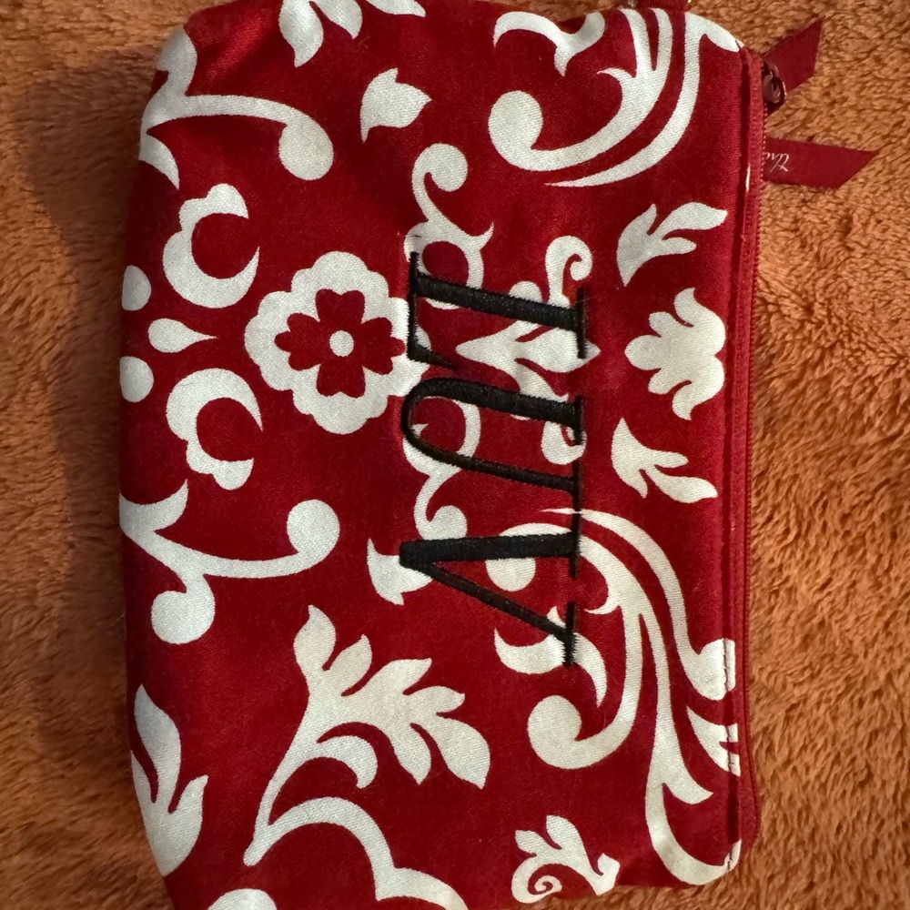 Red and White Patterned Pouch